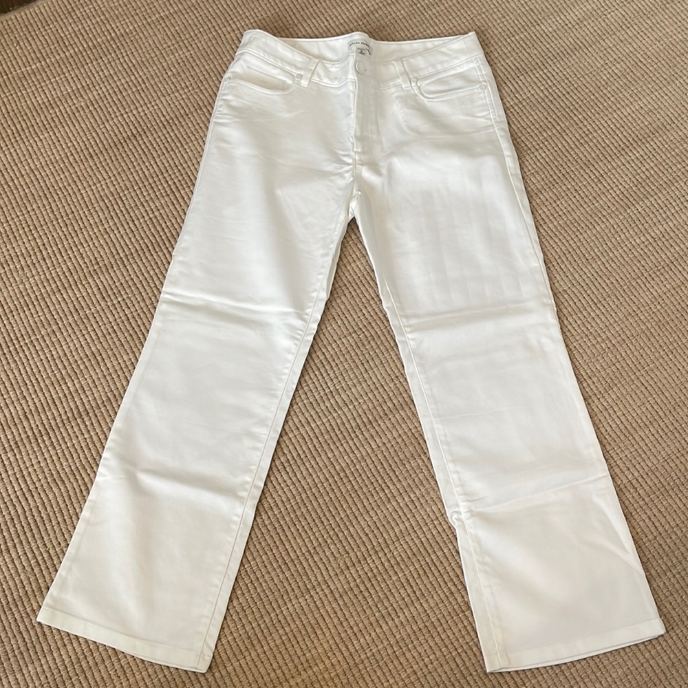 Banana Republic Women’s Flat front White Pant Wide Leg size 12 stretch